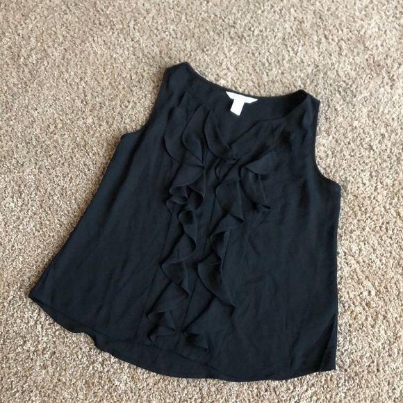WHBM Black Ruffle-Front Shell Size 8 - Picture 2 of 10